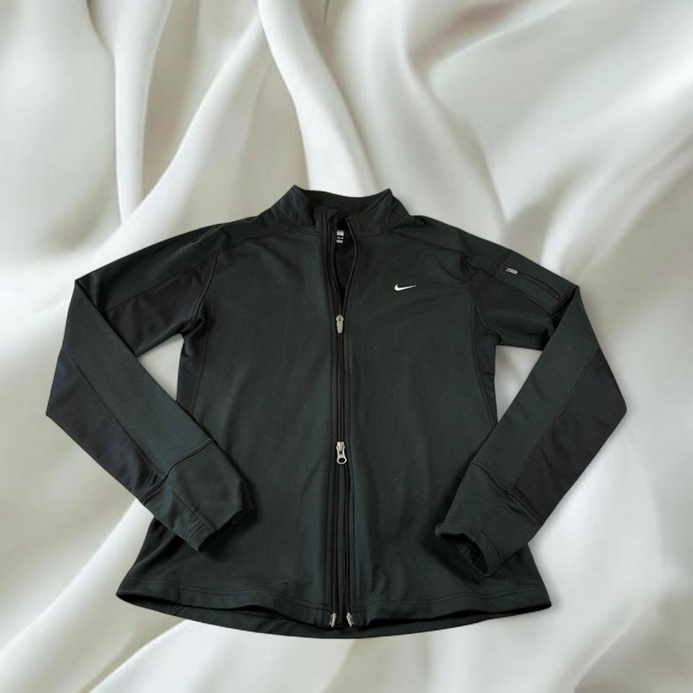 Nike black double zipper define style jacket y2k vintage athletic workout